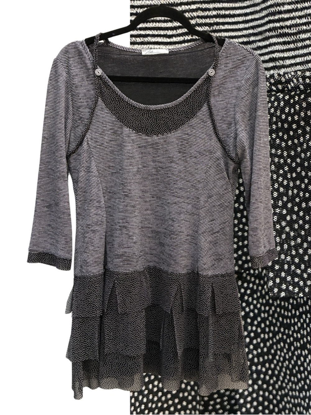 ZOE Mixed patterns ruffle top M